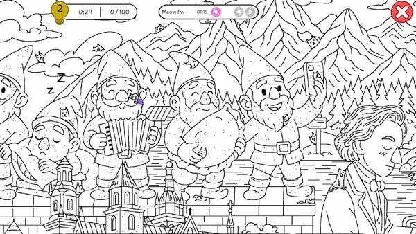 Screenshot 1 di 100 Cats Lost In Poland Find & Color