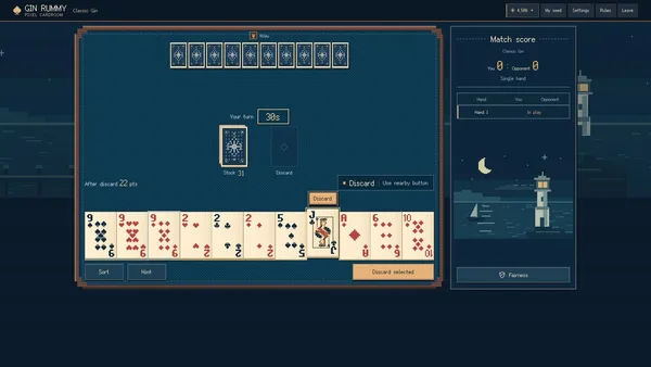 Gin Rummy: Pixel Cardroom screenshot 1