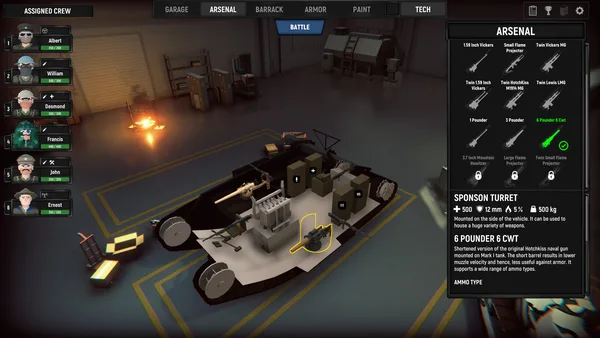 Armored Battle Crew [World War 1] - Tank Warfare and Crew Management Simulator screenshot 6